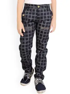 BAESD Boys Checked Slim Fit Cotton Trousers