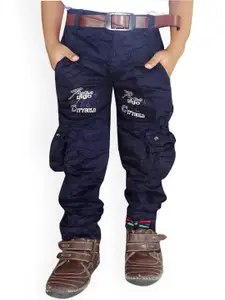 BAESD Boys Slim Fit Typography Embroidered Cotton Cargos Trousers