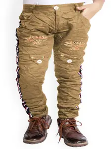 BAESD Boys Typography Printed Slim Fit Cotton Trousers