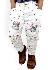 BAESD Boys Conversational Printed Slim Fit Mid Rise Cotton Trousers
