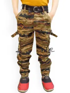 BAESD Boys Camouflage Printed Cotton Slim Fit Cargos