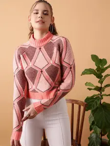STREET 9 Cable Knit Acrylic Crop Pullover