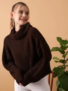 STREET 9 Ribbed Turtle Neck Acrylic Pullover Sweater