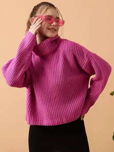 STREET 9 Ribbed Turtle Neck Acrylic Pullover Sweater