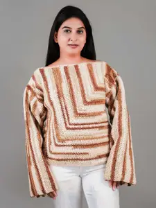 Magic Needles Geometric Self Design Woollen Crochet Pullover Sweater
