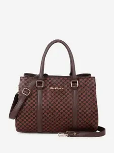 Black Spade Textured Self Design Structured Handbag Bag