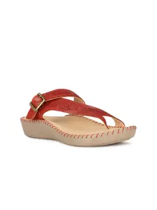 Scholl Embellished Leather One Toe Flats With Buckles Detail