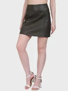 Justanned Leather A-Line Mini Skirt