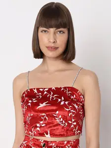 Vero Moda Floral Printed Shoulder Straps Crop Top