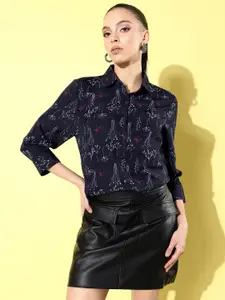 ANVI Be Yourself Smart Floral Printed Spread Collar Tailored Fit Crepe Casual Shirt