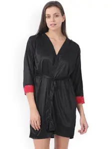 Klamotten Black Solid Robe 209K