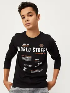 max Boys Relaxed Fit Typography Printed Pure Cotton Casual T-shirt
