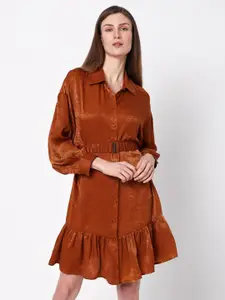 Vero Moda Cuffed Sleeves Shirt Dress With Belt
