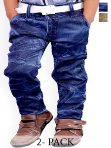 BAESD Pack Of 2 Boys Slim Fit Mid-Rise Cotton Cargos