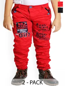 BAESD Boys Typography Printed Mid-Rise Trousers
