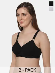 intimacy LINGERIE intimacy Pack of 2 Non Padded Non-Wired Cotton Full Coverage Bra  All Day Comfort