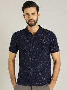 Indian Terrain Abstract Printed Polo Collar Pure Cotton T-shirt