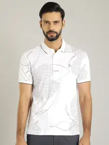 Indian Terrain Abstract Printed Polo Collar Pure Cotton T-shirt