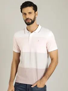 Indian Terrain Colourblocked Polo Collar Pure Cotton T-shirt