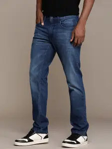 WROGN Men Straight Fit Heavy Fade Stretchable Jeans