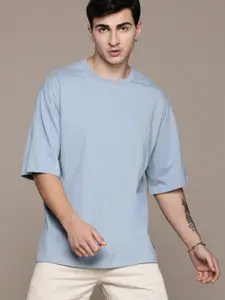 The Roadster Lifestyle Co. Oversized Fit Drop-Shoulder Sleeves Pure Cotton T-shirt