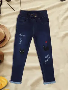 A-Okay Girls Printed Jogger High-Rise Clean Look Jeans