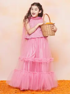 Aj DEZInES Girls Embroidered Ready to Wear Lehenga & Blouse With Dupatta