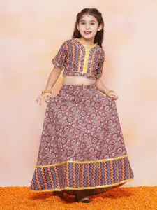 Aj DEZInES Girls Ethnic Motifs Printed Gotta Patti Ready To Wear Lehenga Choli