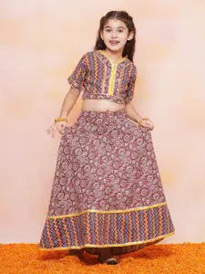 Aj DEZInES Girls Ethnic Motifs Printed Gotta Patti Ready To Wear Lehenga Choli