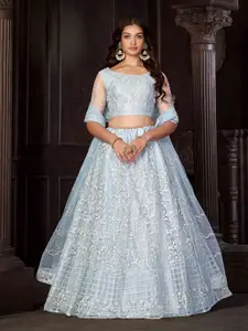 KALINI Embroidered Thread Work Semi-Stitched Lehenga & Unstitched Blouse With Dupatta