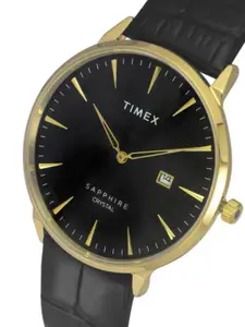 Timex Men Leather Straps Analogue Date Aperture Watch TWEG21901