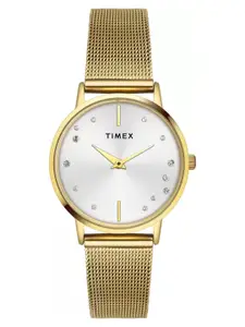 Timex Women White Mother Of Pearl Dial Analogue Watch TWEL15601