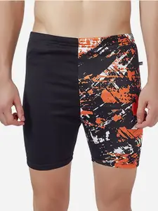 VELOZ Men Abstract Printed Jammer Mid Rise Swim Shorts