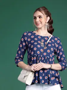 Sangria Geometric Print Top