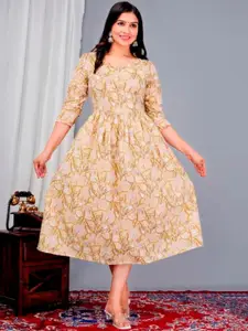 ao services Floral Printed Fit & Flare Maternity Midi Dress