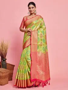 MIMOSA Floral Woven Design Zari Art Silk Banarasi Saree