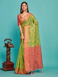 MIMOSA Abstract Woven Design Zari Art Silk Kanjeevaram Saree