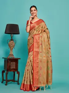MIMOSA Ethnic Motifs Woven Design Zari Art Silk Banarasi Saree