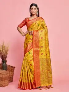 MIMOSA Ethnic Motifs Woven Design Zari Art Silk Banarasi Saree