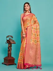 MIMOSA Floral Woven Design Zari Art Silk Banarasi Saree