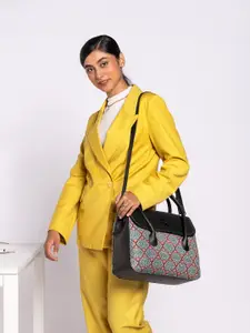 ZOUK Ethnic Motifs Printed Jute Structured Satchel