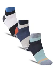 Dollar Socks Men Pack Of 3 Colourblocked Cotton Ankle-Length Socks