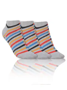 Dollar Socks Men Pack Of 3 Striped Cotton Ankle-Length Socks