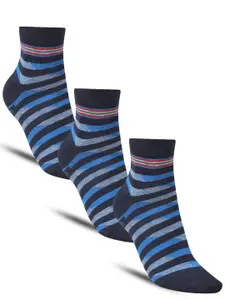 Dollar Socks Men Pack Of 3 Striped Cotton Ankle-Length Socks