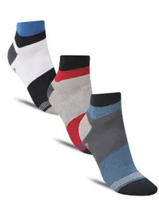 Dollar Socks Men Pack Of 3 Colourblocked Cotton Ankle-Length Socks