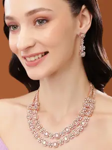 Estele Rose Gold-Plated Cubic Zirconia-Studded Necklace And Earrings