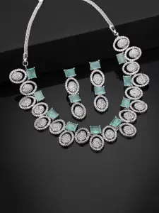 Estele Rhodium-Plated Cubic Zirconia-Studded Necklace And Earrings