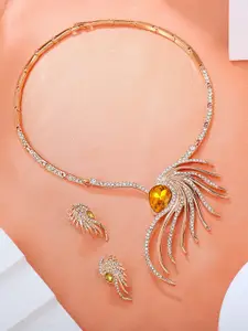 Estele Rose Gold-Plated Crystal-Studded Necklace And Earrings