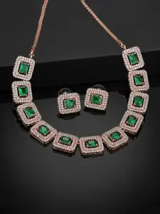 Estele Rose Gold-Plated Cubic Zirconia-Studded Necklace And Earrings
