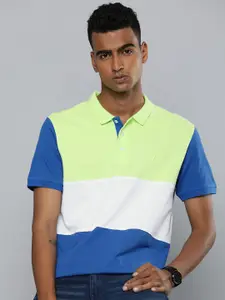 Indian Terrain Colourblocked Polo Collar Pure Cotton T-shirt